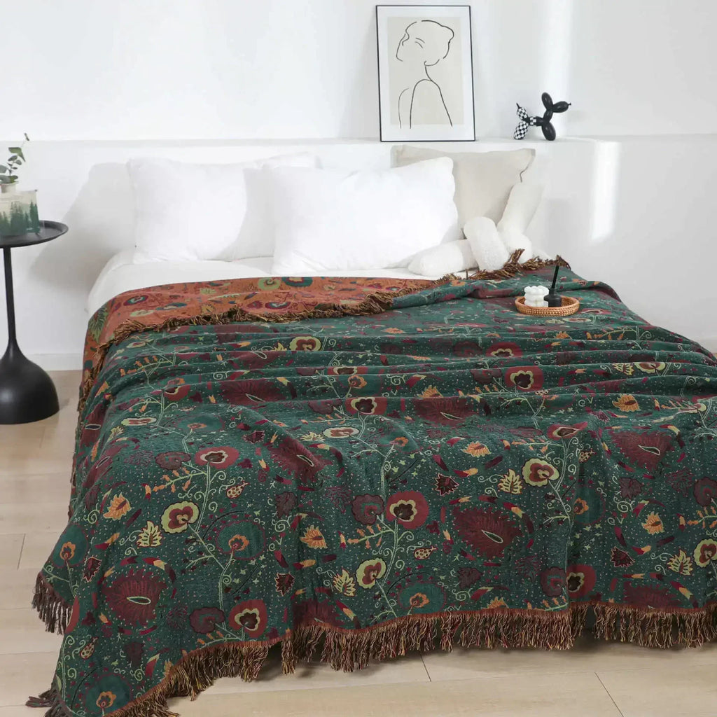 Emerald Garden Reversible Cotton Blanket