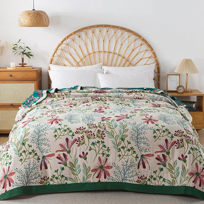 Botanical Harmony Cotton Blanket