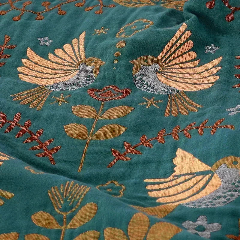 Nordic Birds Reversible Cotton Blanket