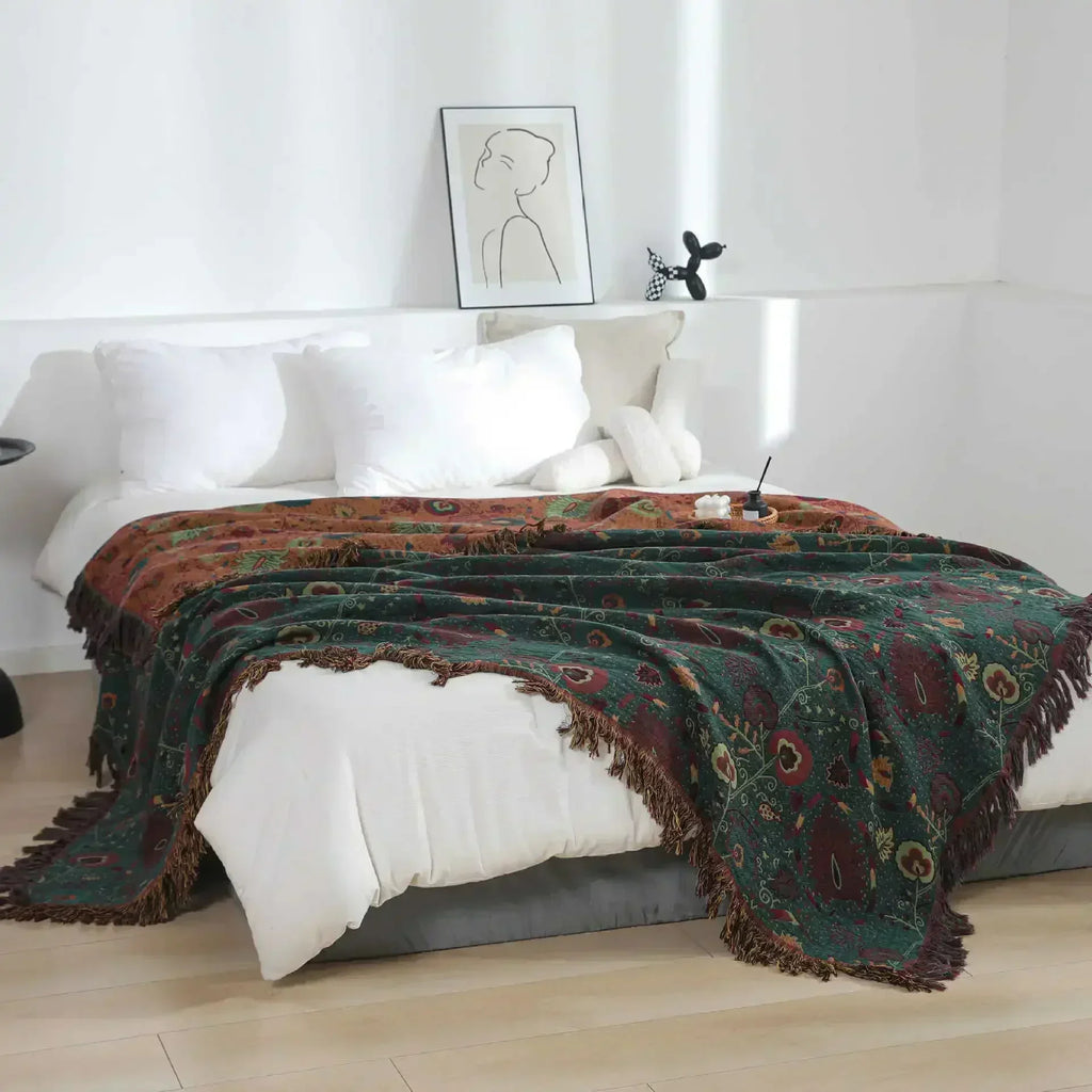 Emerald Garden Reversible Cotton Blanket