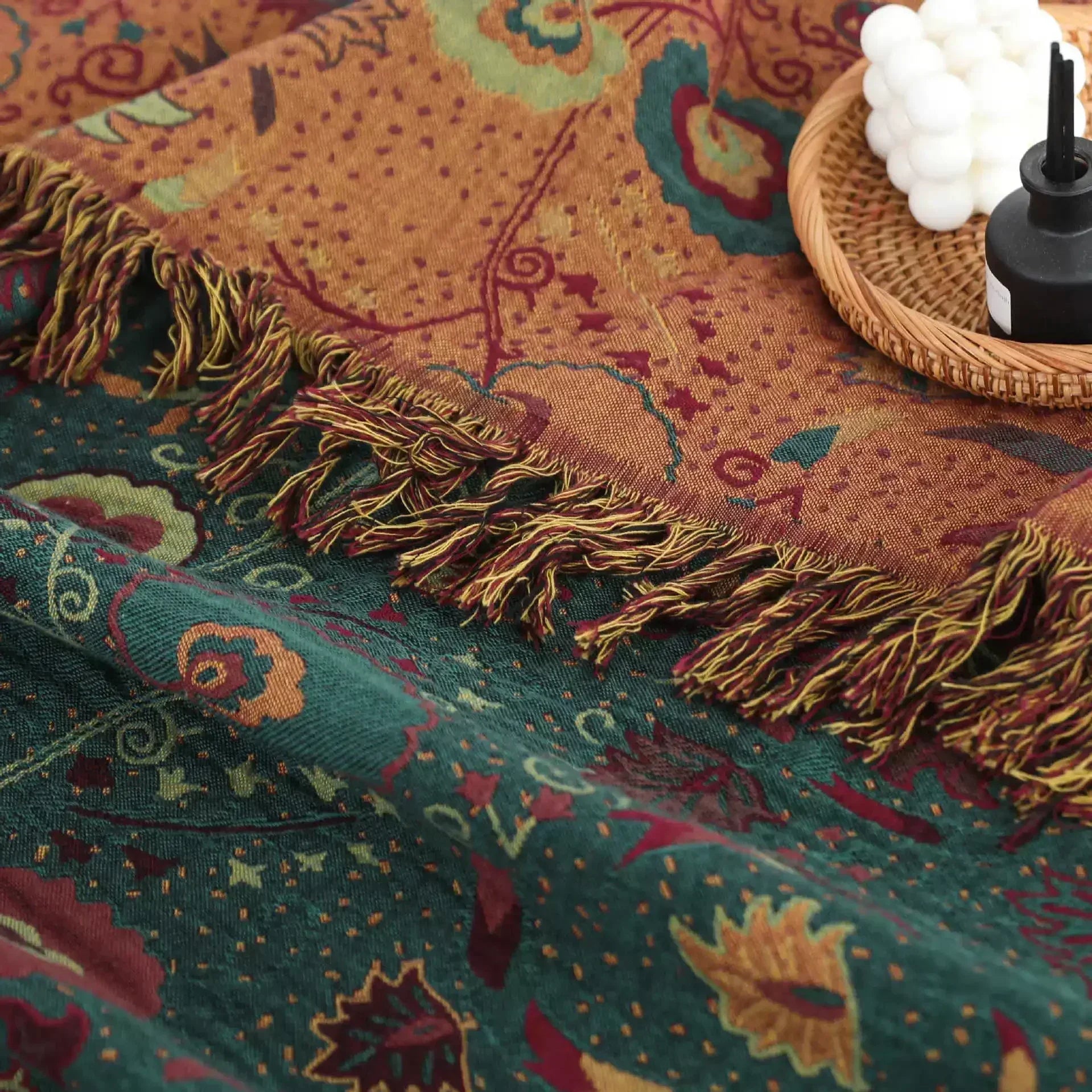 Emerald Garden Reversible Cotton Blanket