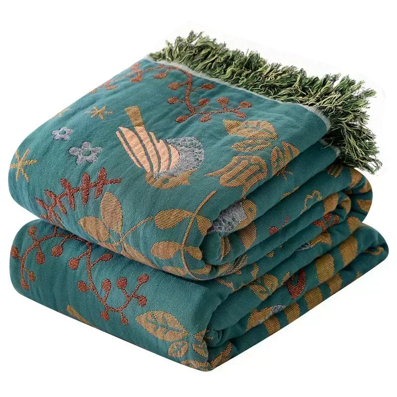 Nordic Birds Reversible Cotton Blanket