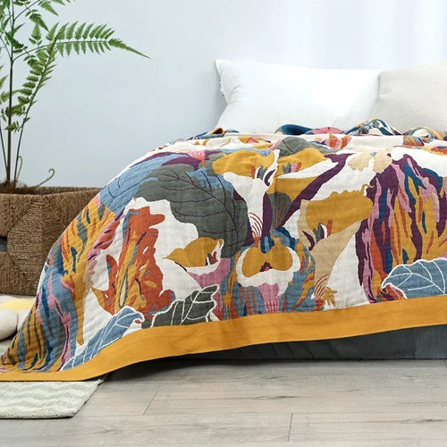 Autumn Garden Cotton Blanket