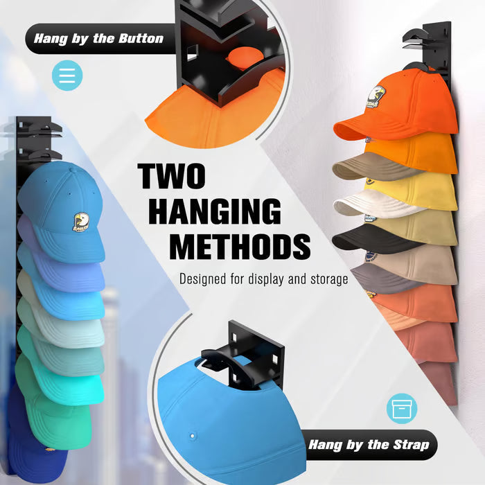 GlideHold® HatOrganizer 1+1 GRATIS: Vägg Monterad Hatt Organiserare Kuggstång