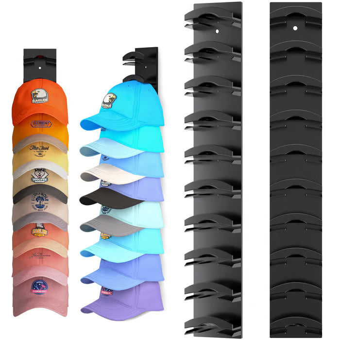 GlideHold® HatOrganizer 1+1 GRATIS: Vägg Monterad Hatt Organiserare Kuggstång